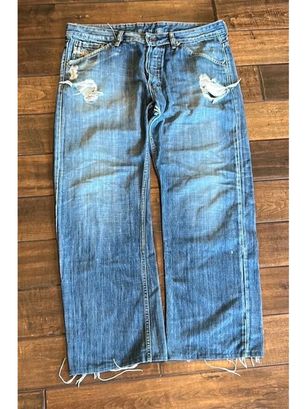 Diesel Y2K Jeans Mens 38 X 30 Blue Denim distressed button-fly - EUC